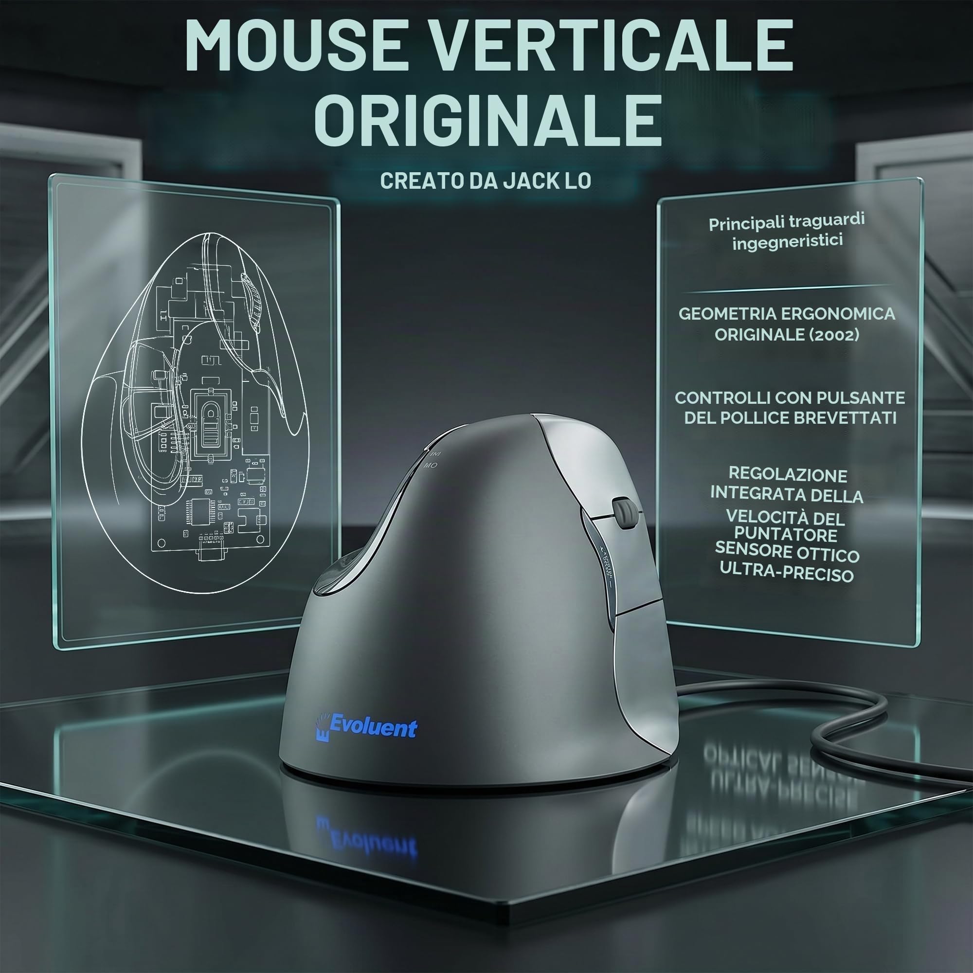 Evoluent Vm4R Mouse Verticale Destro Evoluent4 6 Brancolare/Rotella Di Scorrimento/Cavo, Nero