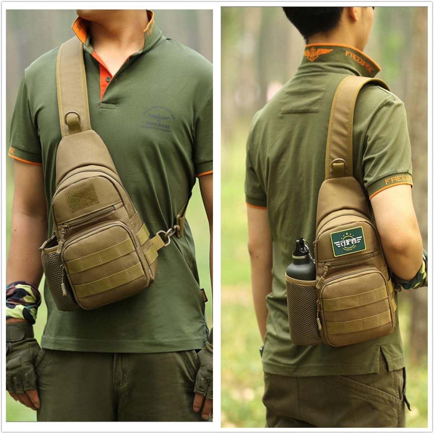 UNISTRENGH Tactical Sling Bag Chest Pack Molle Daypack iPad Mini Military Shoulder Bag Crossbody Duty Gear Backpack (Jungle Camouflage)