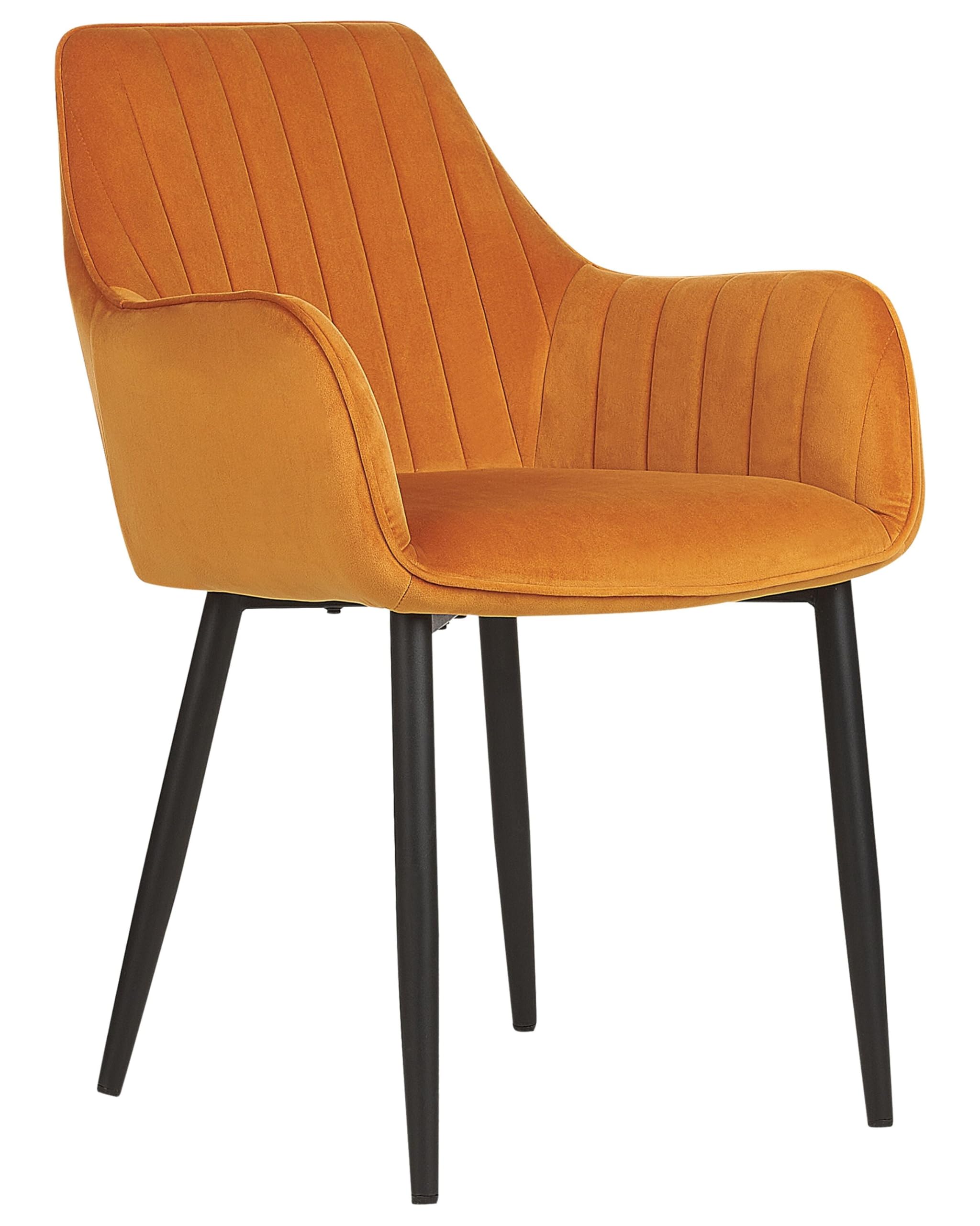 Chaises salle à manger salon velours orange moderne Wellston Beliani