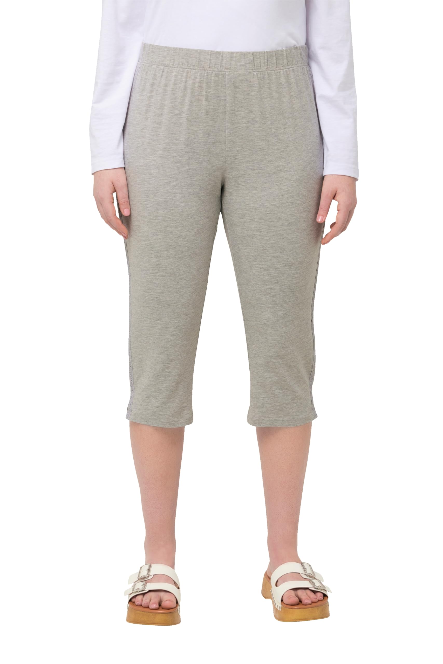 Ulla Popken, Ladies Plus Size Capri Leggings, Black, 40W x 32L