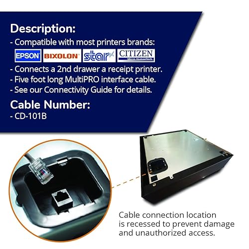 Miniatura 2 de APG Cable de interfaz de impresora  CD-101B  Cable para conexión de cajón de efectivo a impresora  1 x RJ-12 macho - 1 x RJ-45 macho  Se conecta a