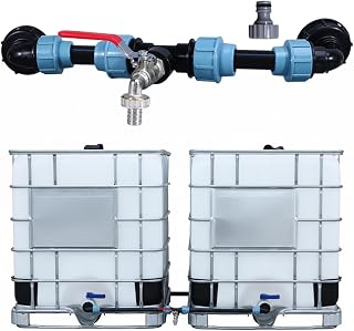 Rain Barrel Diverter Kit for 2 Barrels, Heavy Duty Nickel-Plated Brass Spigot, Connector Kit for IBC Tote Water Transfer, Rain Barrel Spigot