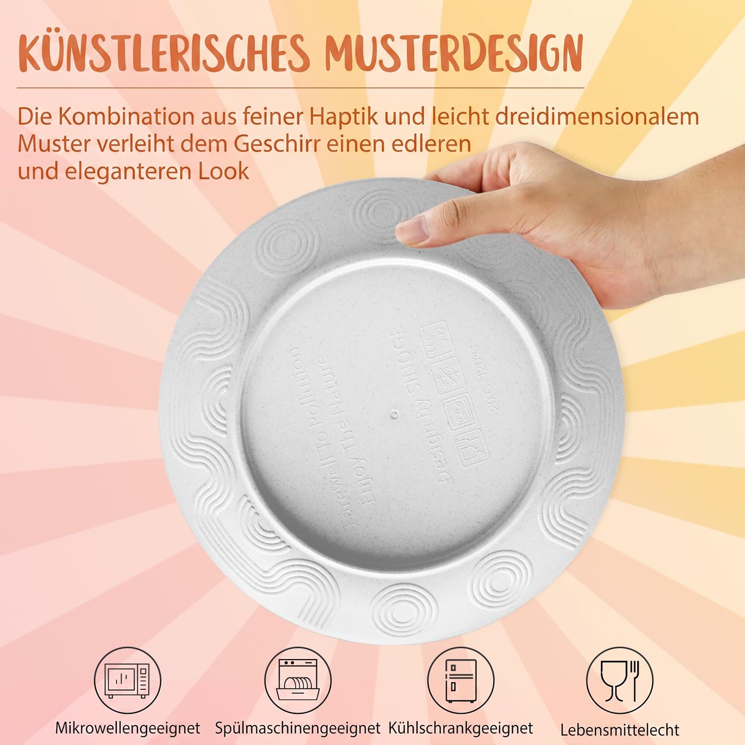 Wrova Set di piatti in plastica, 40 pezzi, piatti di plastica, ciotole per cereali, bicchieri di plastica, riutilizzabili, set di stoviglie da campeggio per 8 persone, lavabili in lavastoviglie e
