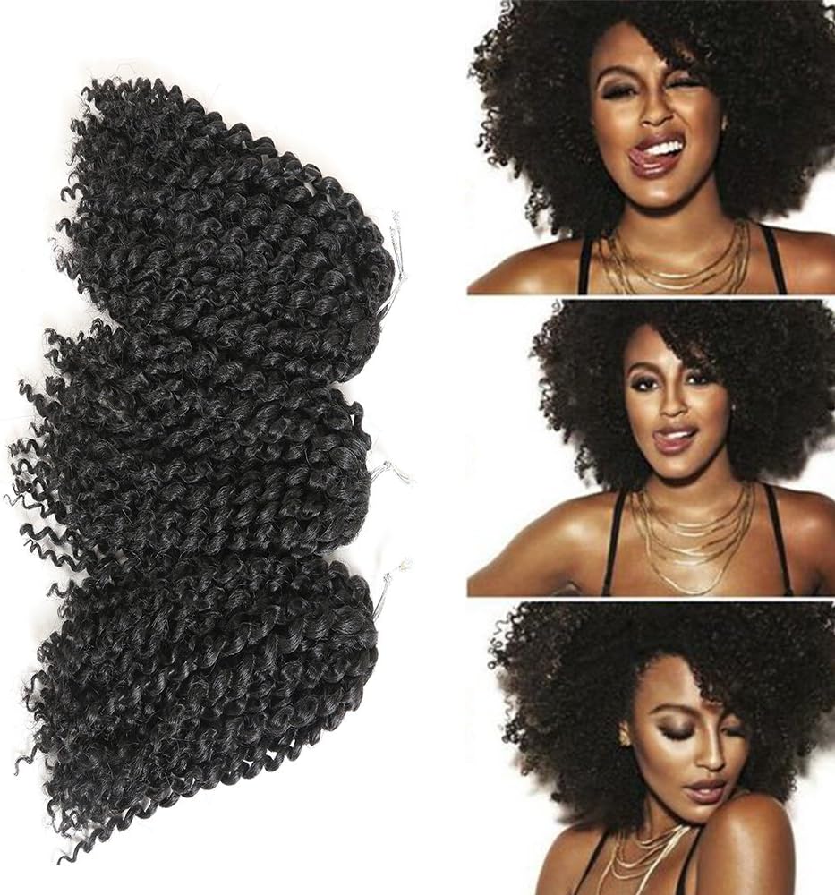 8Inches One Pack Marlybob Kinky Curly Hair Wavy Hair Crochet Hair Synthetic Hair Braiding Hair Extension (#1B)