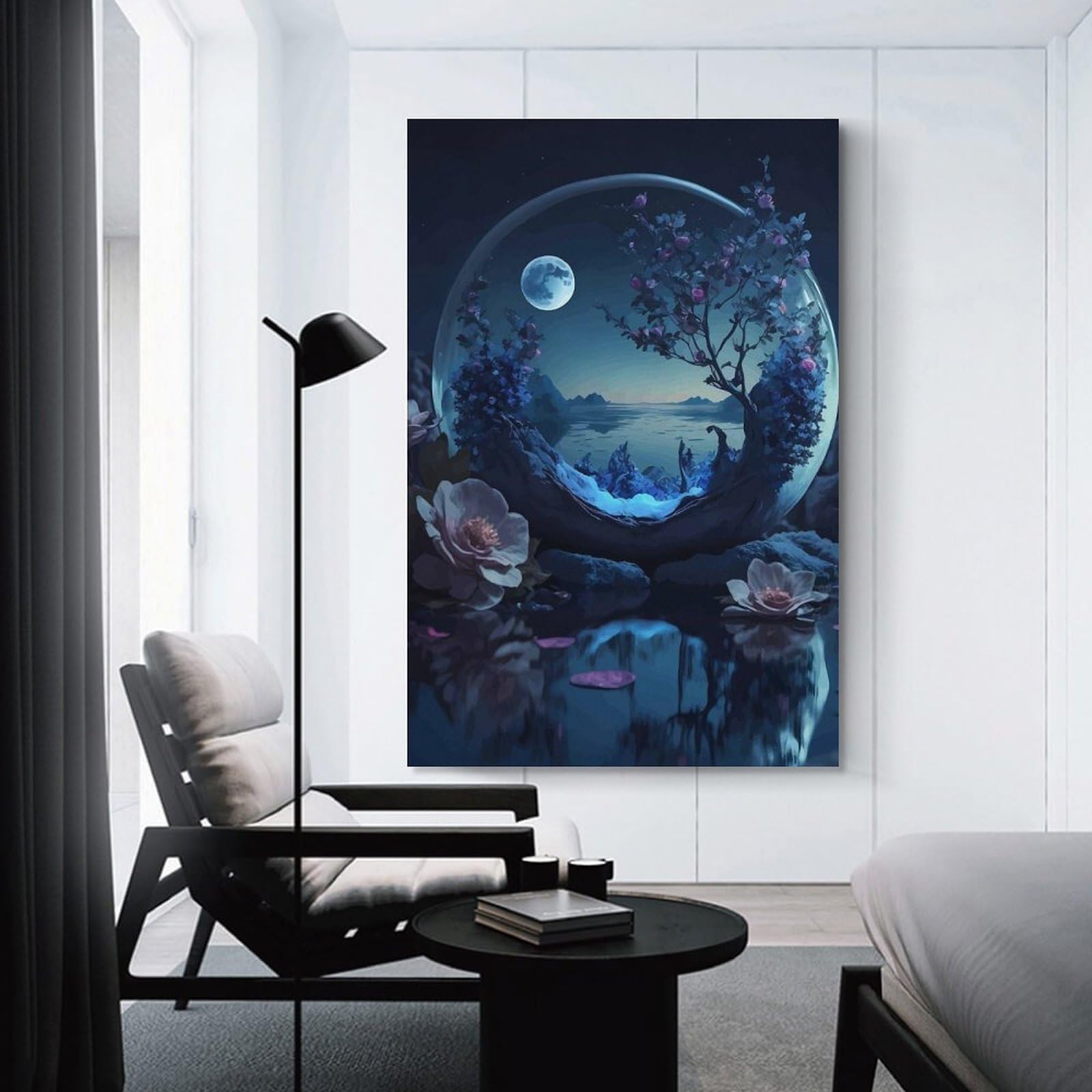Junmoney Enchanted Nightscape in Glass Orb Room Decor Wall Art, 20x30inch(50x75cm), for Office, Study Or Home Workspace, Decorative Artwork for Productive Spaces