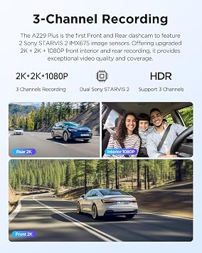 VIOFO A229 Plus 3CH HDR Dash Cam, 24 Hours Parking Mode, 5G WiFi, GPS