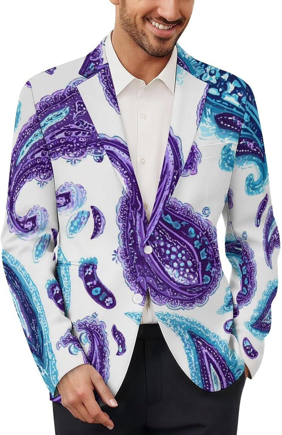 Paisley Flowers Leaves Mens Casual Blazer Two Button Sport Coat Business Suit Jacket