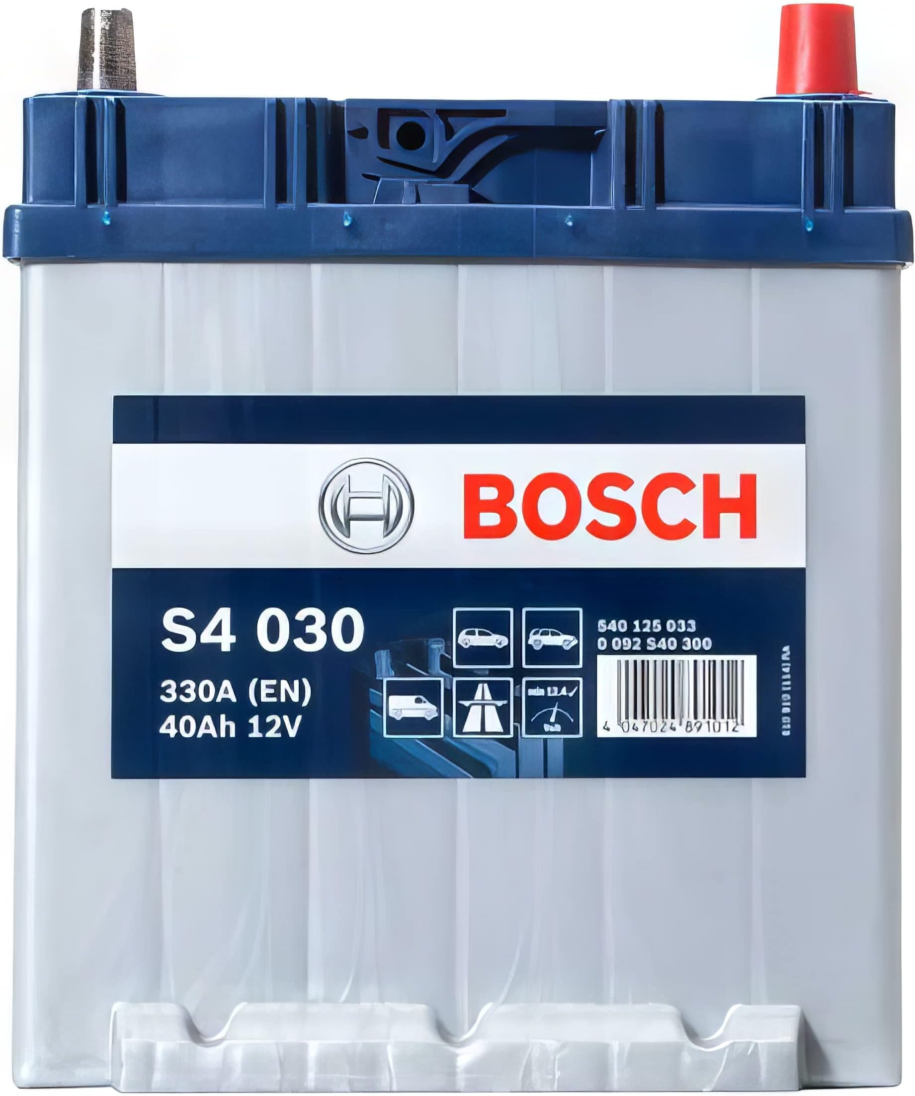 Bosch S4030 - Batterie Voiture 40Ah 330A - Démarrage Fiable Par Tous Temps