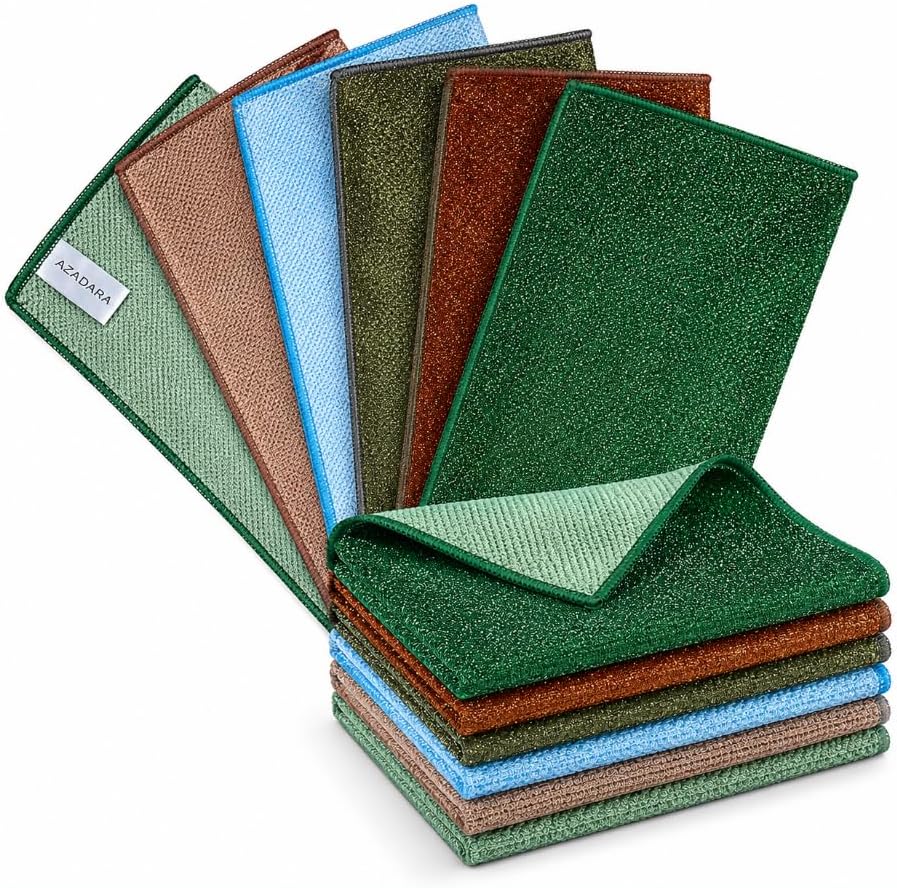 Kitchen Cleaning Bundle Pro – 12 Pack Dual-Sided Microfiber Cleaning Cloths + 24 Pack Heavy Duty Kitchen Sponges for Dishes, Cookware, Countertops & Household Cleaning image 2