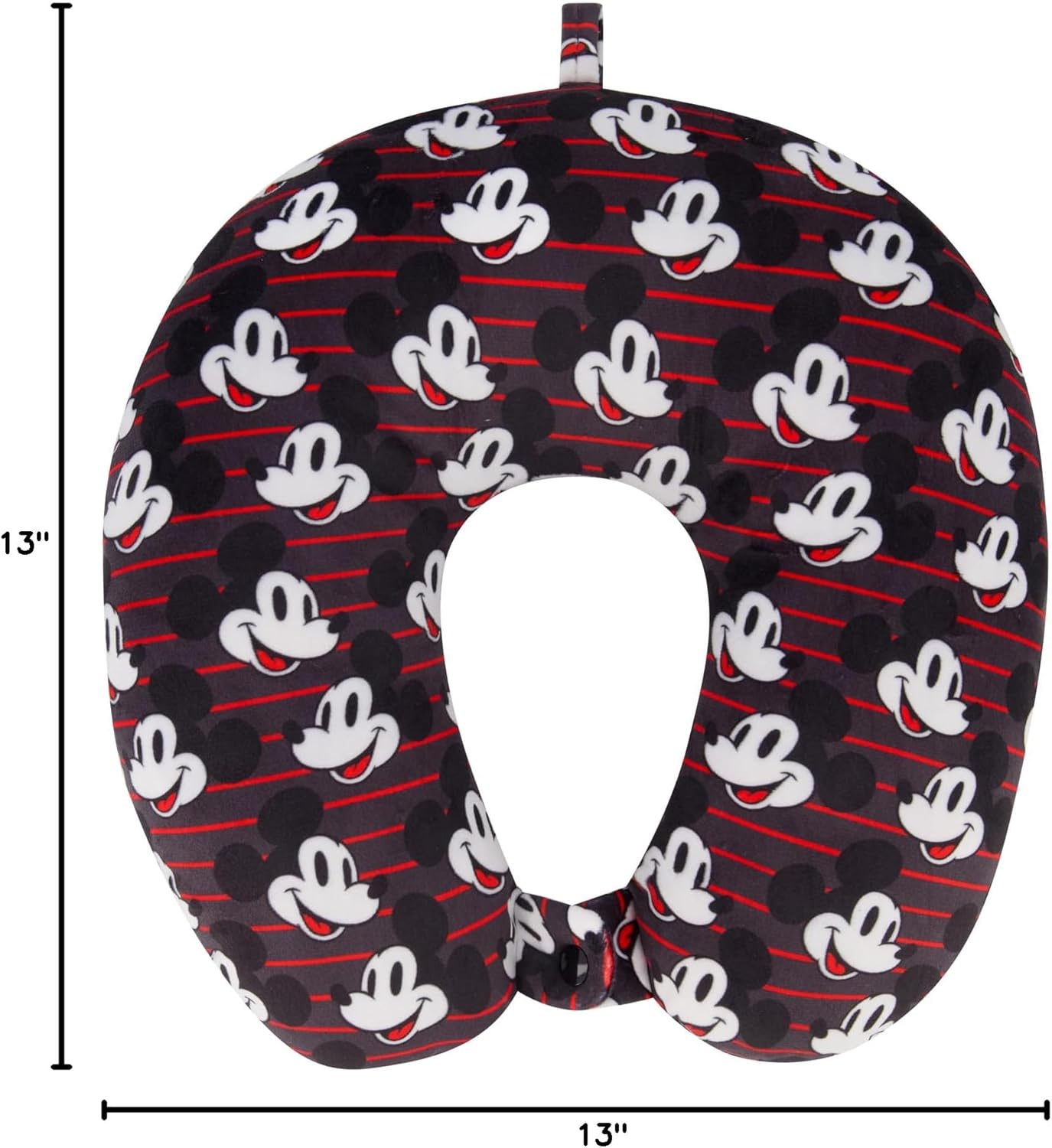 FUL Disney Mickey Mouse Travel Neck Pillow for Airplane, Car and Office Comfortable and Breathable, Black (Pack of 2)