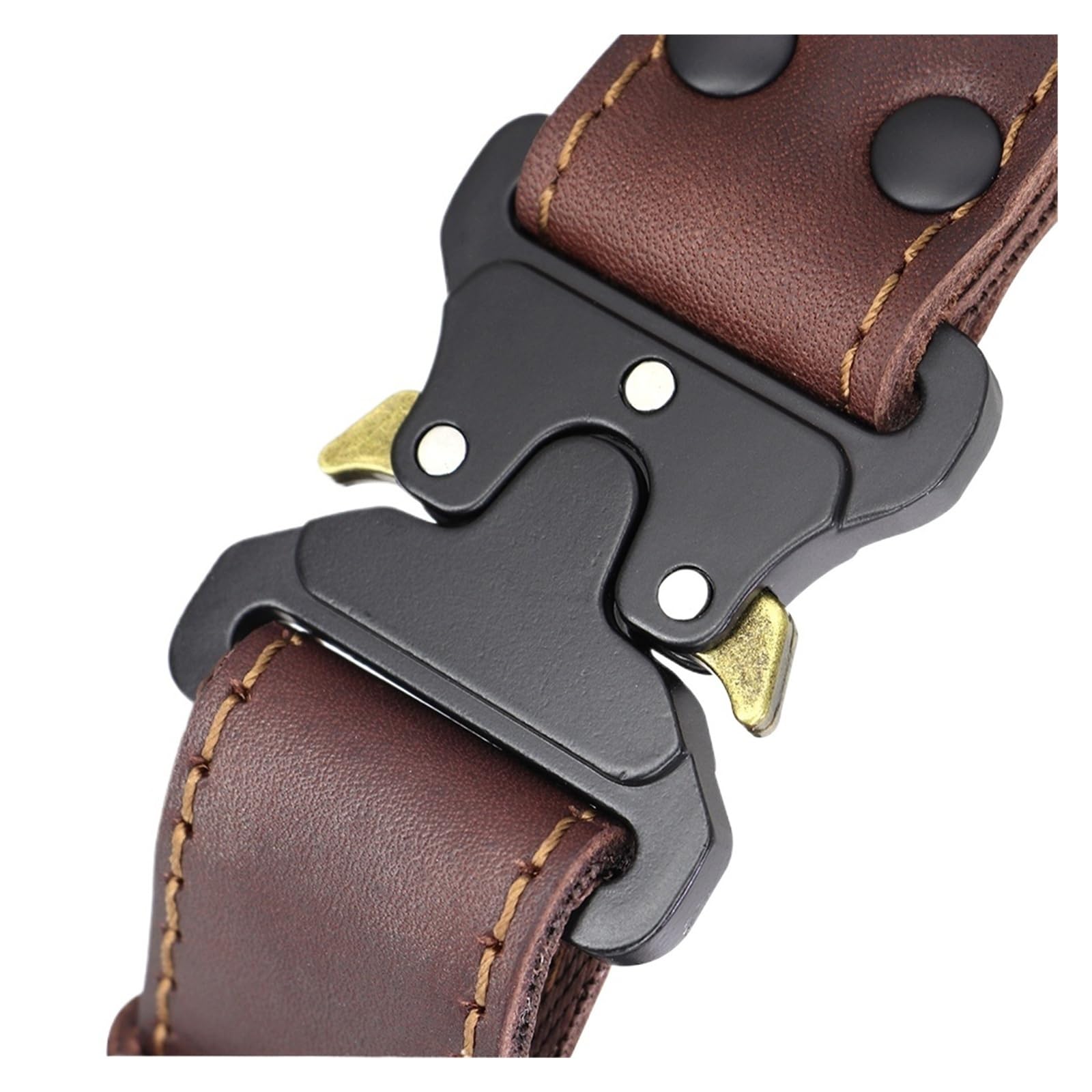 Collar de Perro de Cuero Real Suave, Collares duraderos genuinos con Mango de Hebilla Segura for Perros medianos Grandes, Pastor alemán(Brown,M)