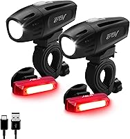 Vista 10 de Luces de Bicicleta BV, Super Brillantes con 5 Faros LED Delanteros y 3 Traseros, Luces de Bicicleta para Montar de Noche con Liberación Rápida, Set