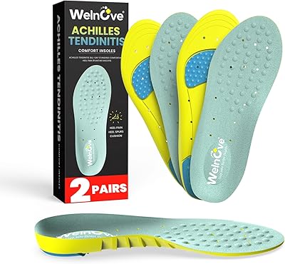 Achilles Tendonitis Relief Insoles for Women & Men, 2 Pairs - Soft Velvet Fabric Heel Cushion for Heel Pain Relief Heel Spur with Shock Absorption, S-W: 6.5-9 | M:5.5-7