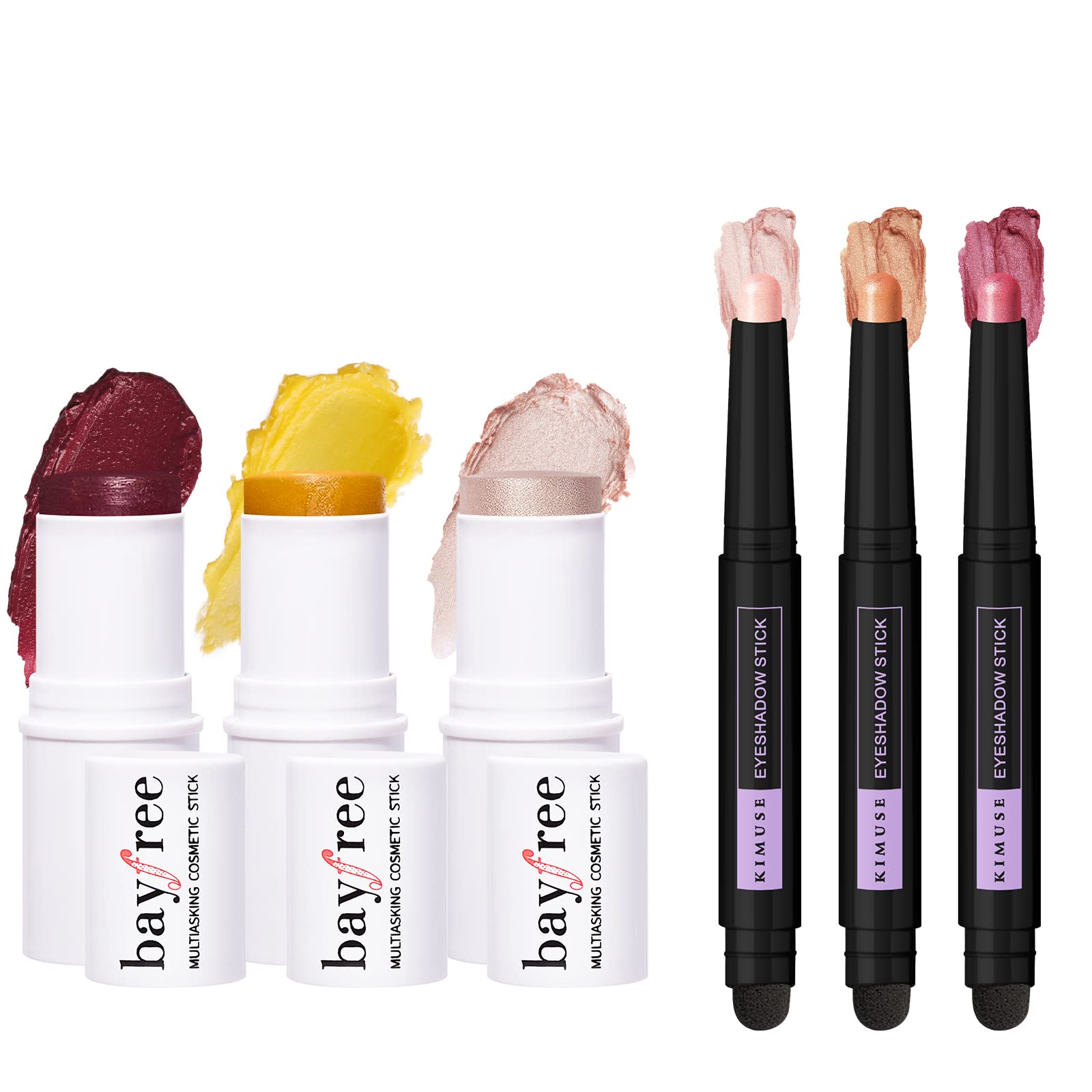 KIMUSE Cosmetics Multi Stick Trio & 3PCS Cream Shimmer Eyeshadow Stick Set