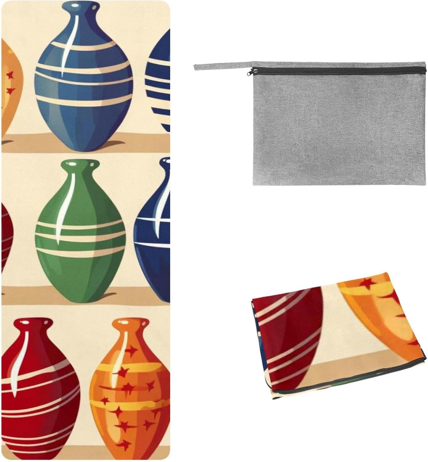 Yoga Towel, Bowling Pattern Non Slip Sweat Absorbent Hot Yoga Mat Towel for Hot Yoga, Pilates and Fitness - 72.8" x 26.8"