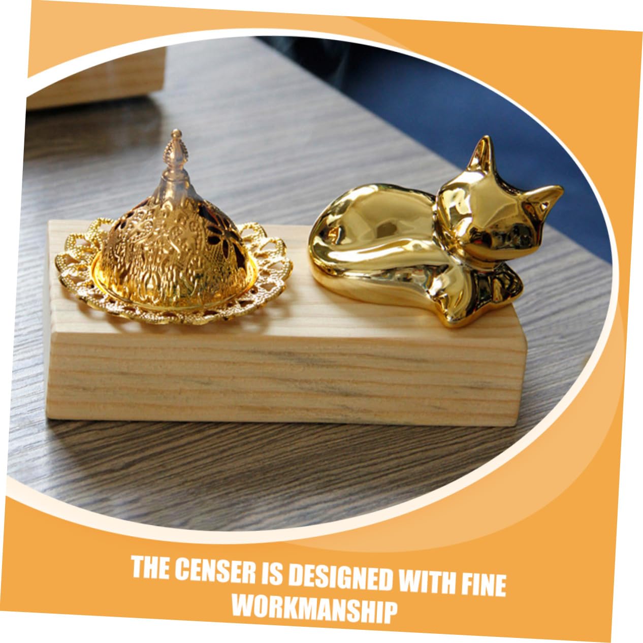 Ciieeo 3 Sätze Aromatherapie Räuchergefäß aus Holz und Metall Stabiler Tisch Räucherstäbchen Halter für Zuhause Büro Yoga und Meditation Orientalisches Design für Entspannende