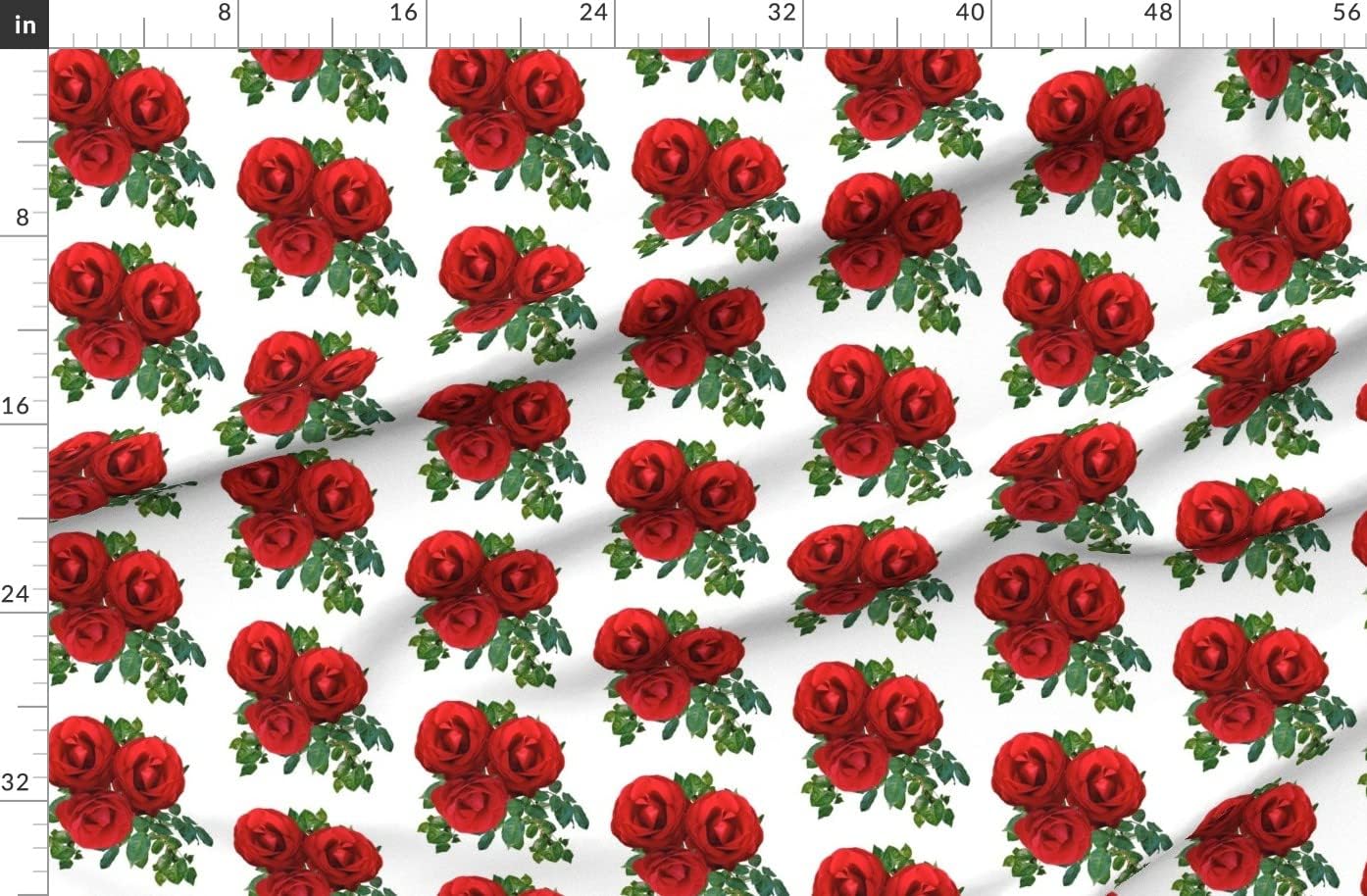 Spoonflower Fabric - Large Roses Floral Print Nature Printed on Organic Cotton Sateen Fabric by The Yard - Sewing Quilting Apparel Home Decor