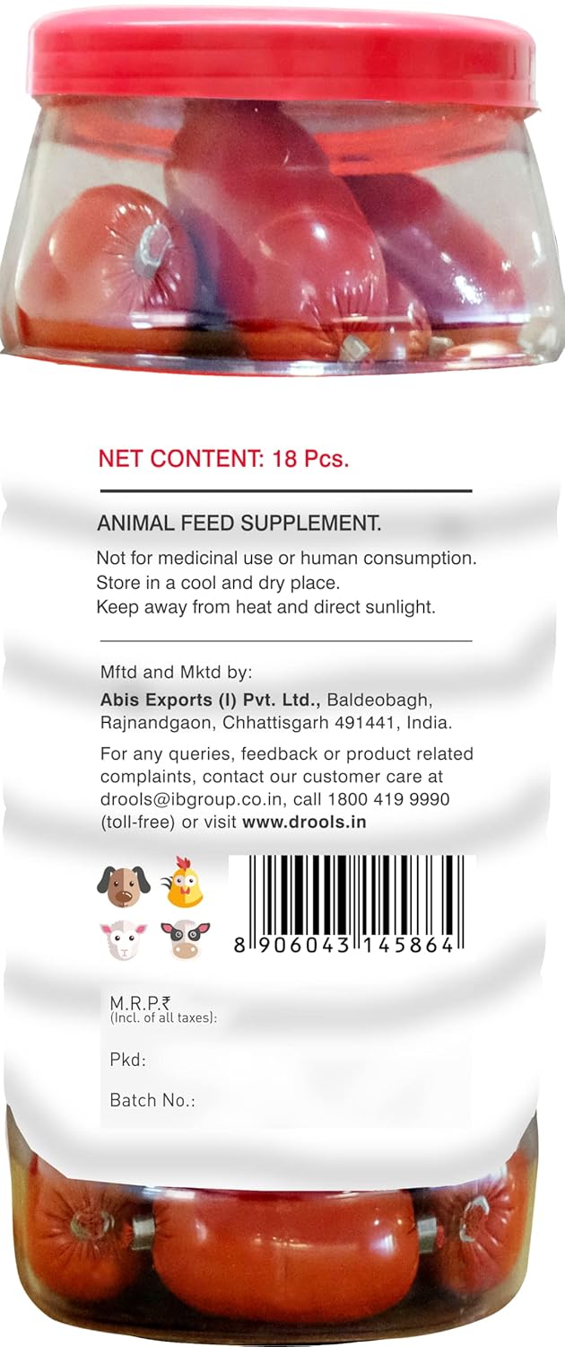 Drools Absolute Calcium Sausage Dog Supplement Enriched with Optimum Calcium and Phosphorus for Healthy Skeletal System Keeps The Pet Active and Promotes Joint Health -(Jar 18 Pieces)