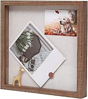 Vista 14 de Muzilife Marco de Fotos Shadow Box de 11x14 pulgadas con Tablero de Lino - Madera Profunda y Vidrio Templado, Estuche Rústico de Exhibición Listo