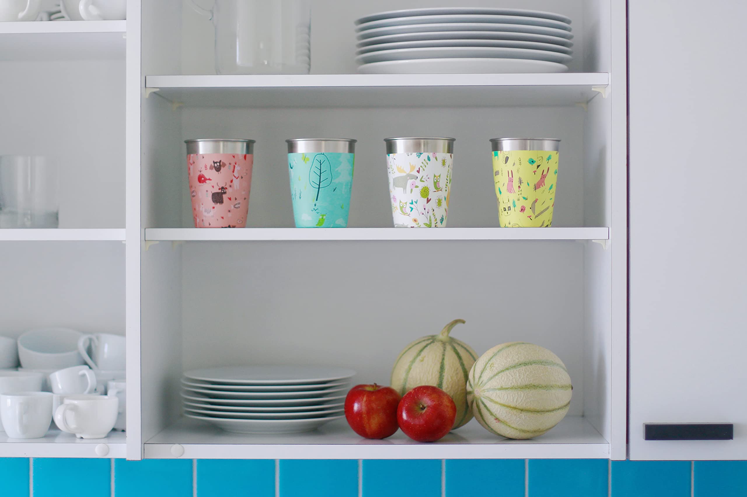 Sigg Set de Gobelets pour Enfant (4 x 0,35 L), Gobelets Réutilisables au Design Coloré pour Filles et Garçons, Verres pour Enfants à Utiliser à la Maison et en Extérieur