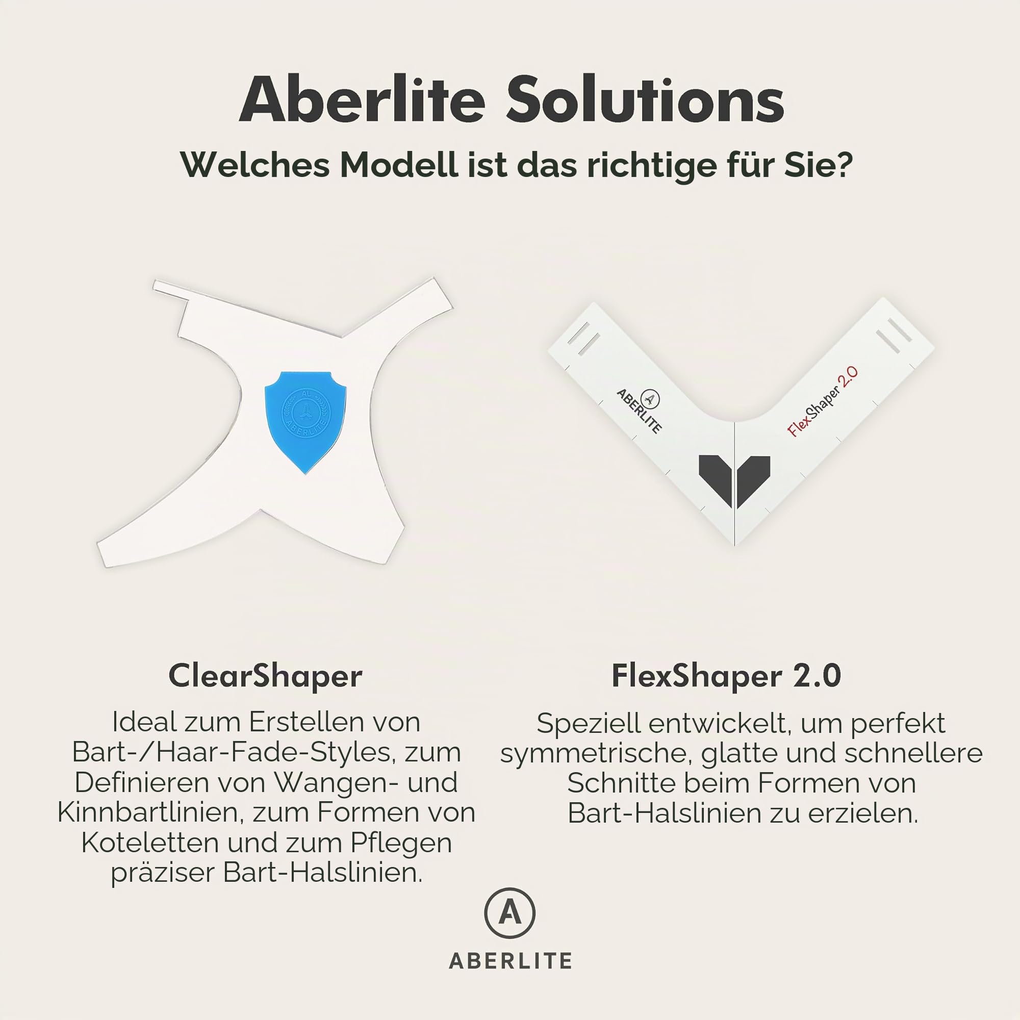 Aberlite Bart Shaper – Lineup Lineup Werkzeug mit einem Frisierstift (weiß) – lange Kanten | Anti-Slip – das ultimative Werkzeug zur Bartformung (blau)