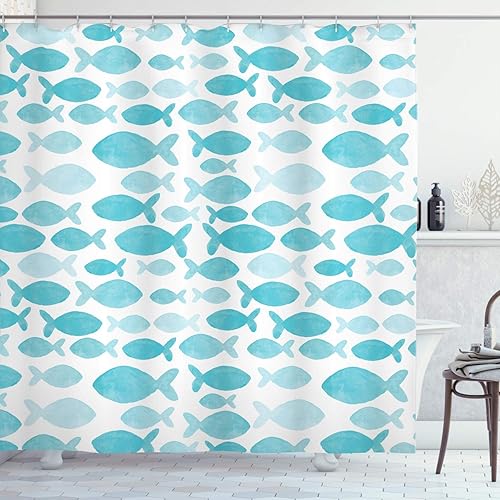 Miniatura 37 de Ambesonne Cortina de ducha amarilla, inspirada en pícnic, temática de los años 50, 60 y 70, estampado de lunares retro, juego de decoración de baño