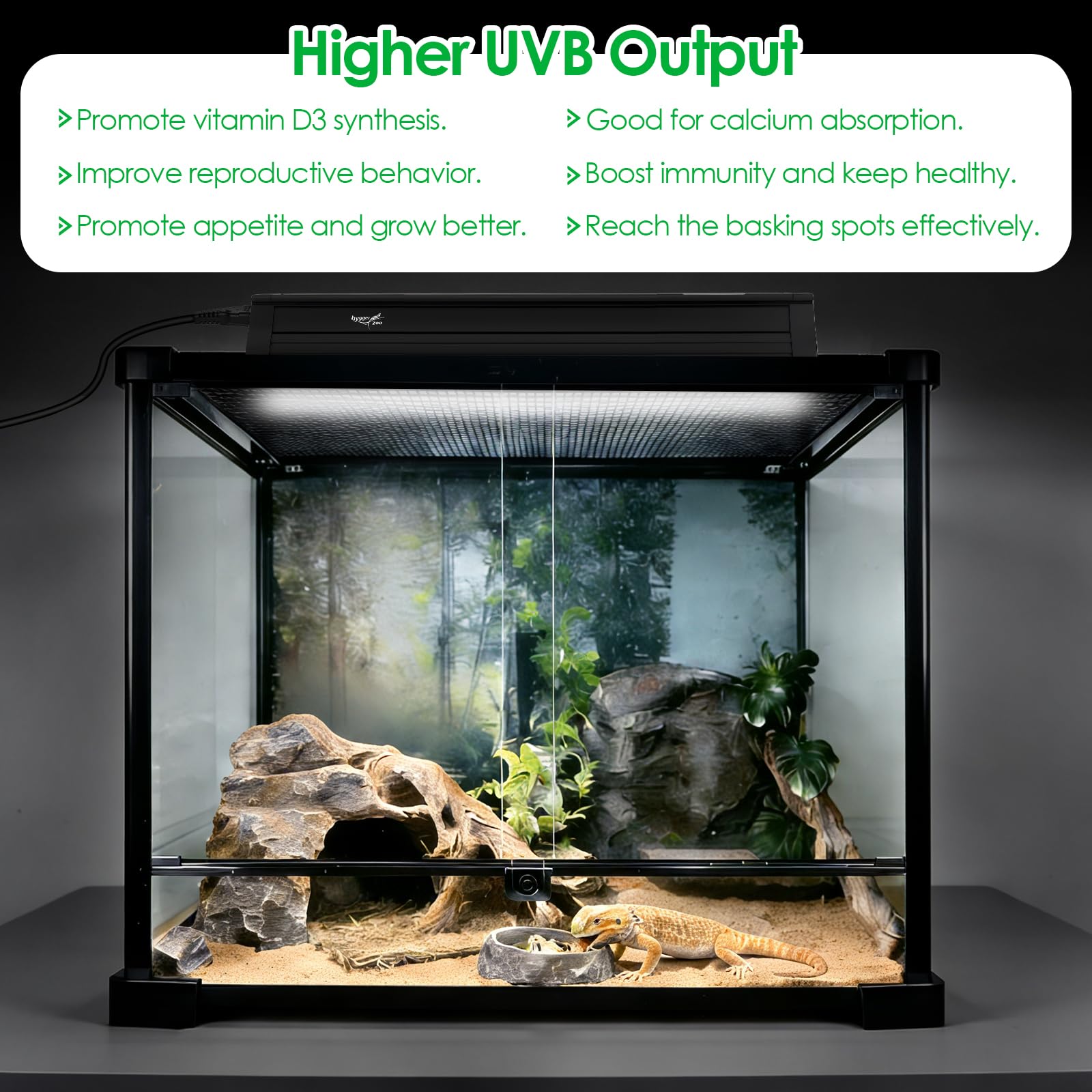 UVB Light for Reptiles Bearded Dragon, T5 UVB Reptile Light Fixture HO UVB Bulb Lighting Combo Kit 10.0 24W UVA UVB Reptile Light Bulb Terrarium Lamp Tube Bar for Snake Gecko Turtle Lizard, 22 Inch - image 3