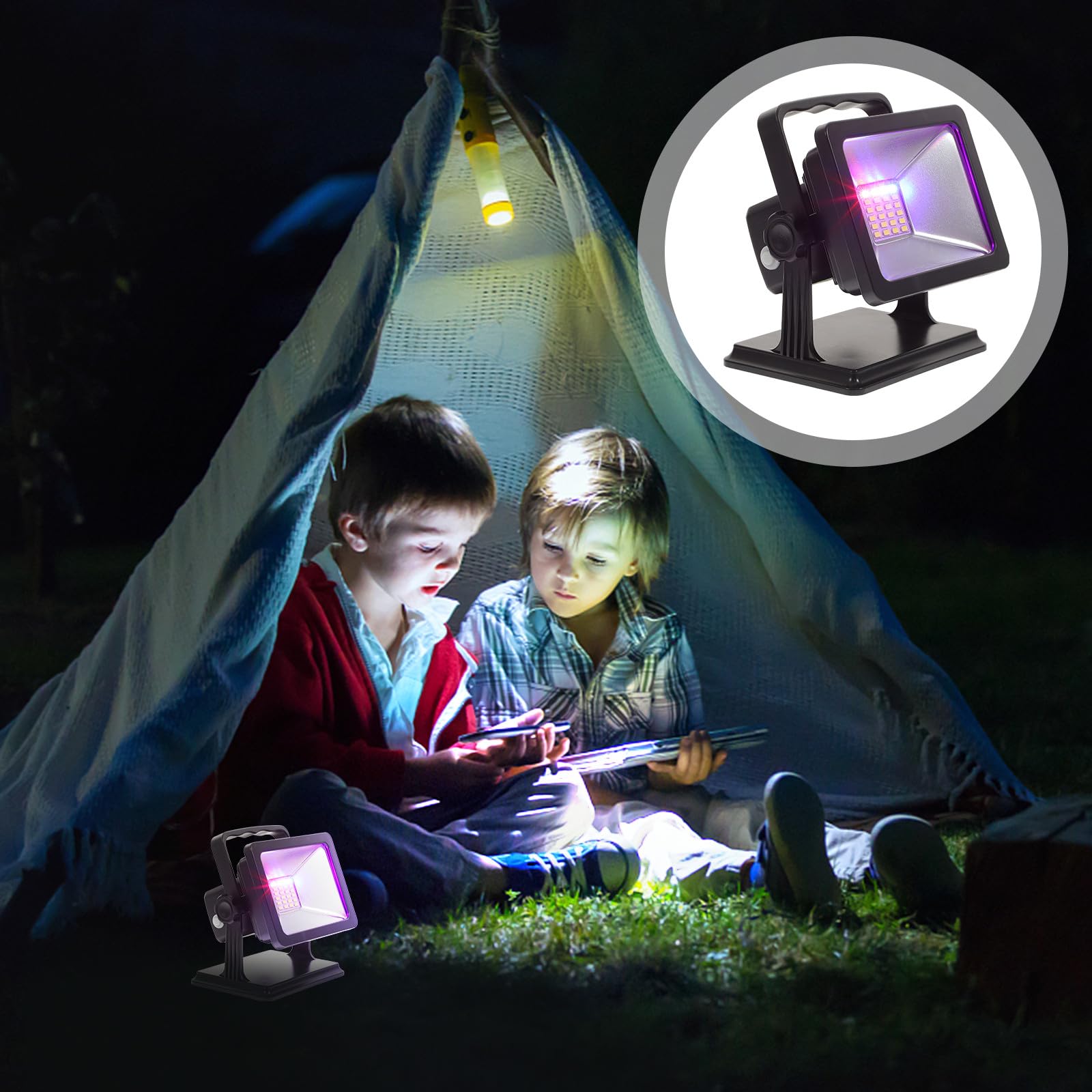 Lampada LED Ricaricabile con Batteria e Magnete Faro Portatile Esterno per Campeggio Giardino Escursionismo e Riparazioni Luce USB per Attività Outdoor