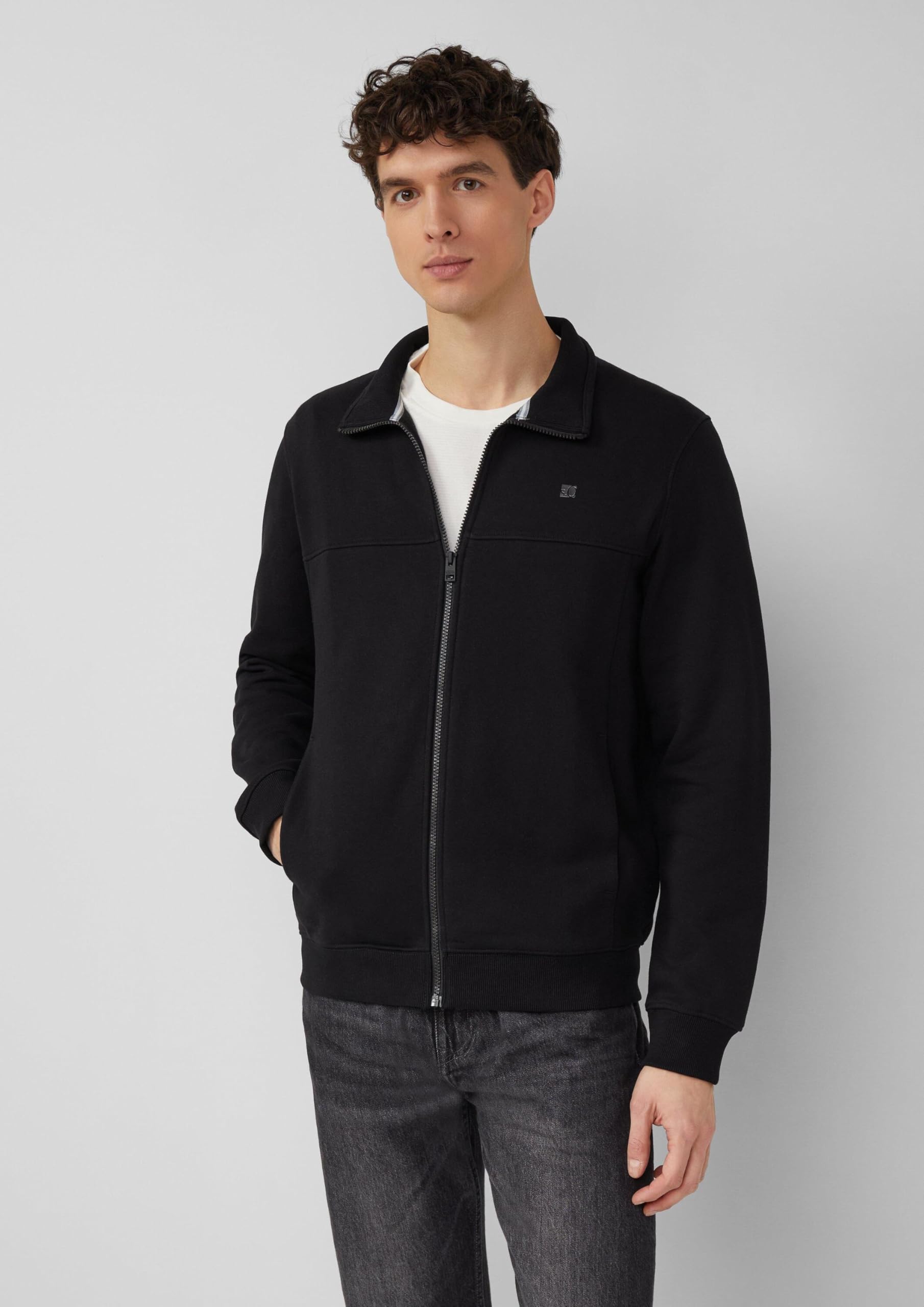 s.Oliver Sweatshirt-Jacke mit Stehkragen und Eingrifftaschen