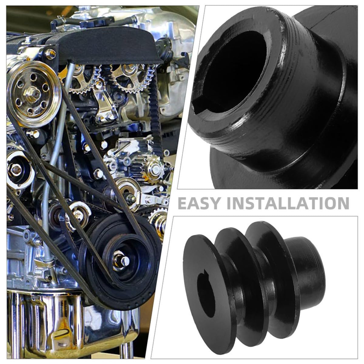 Double Groove V-Belt Pulley for Gas Engine Water Pumps, 20mm Bore Precision Machined Pulley Keyway, Industrial V-Belt Sheave Replacement for Mechanical Power Transmission