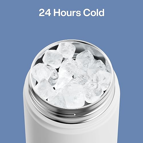 Miniatura 991 de ENCOOL Botella de agua aislada con popote, de acero inoxidable, a prueba de fugas, sin BPA, al vacío de doble pared que se mantiene fría durante 24