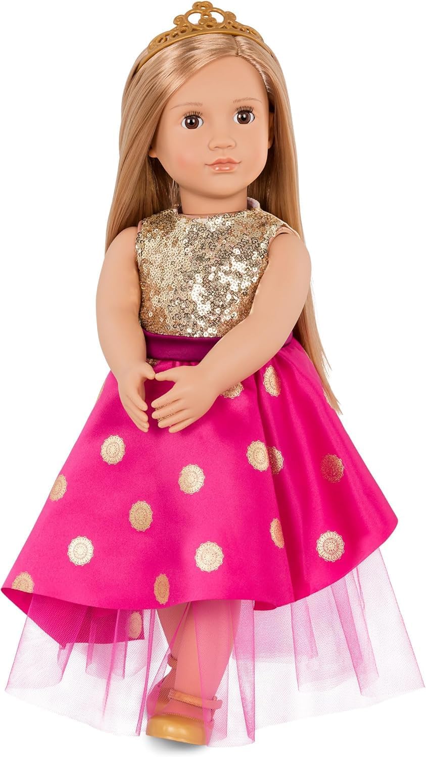 18-inch Doll – Blonde Hair & Brown Eyes – Gown Outfit & Tiara – Pretend Play – Toys for Kids Ages 3 & Up – Sarah