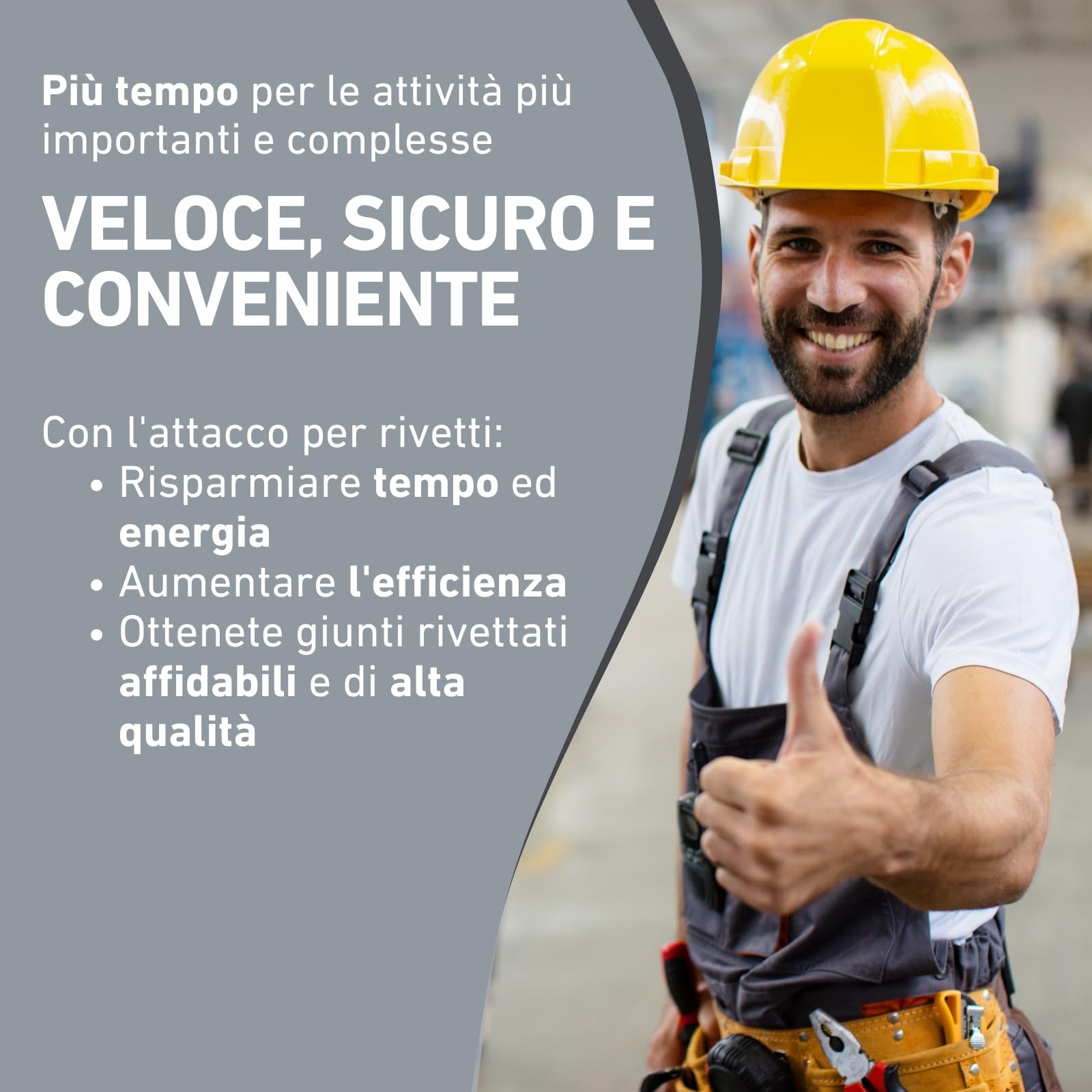Rivettatrice per avvitatrice a batteria e trapano I Rivettatrice per ribattini ciechi in alluminio, acciaio e acciaio inox I Rivettatrice per rivetti ciechi 2,4-4,8 mm I Adattatore