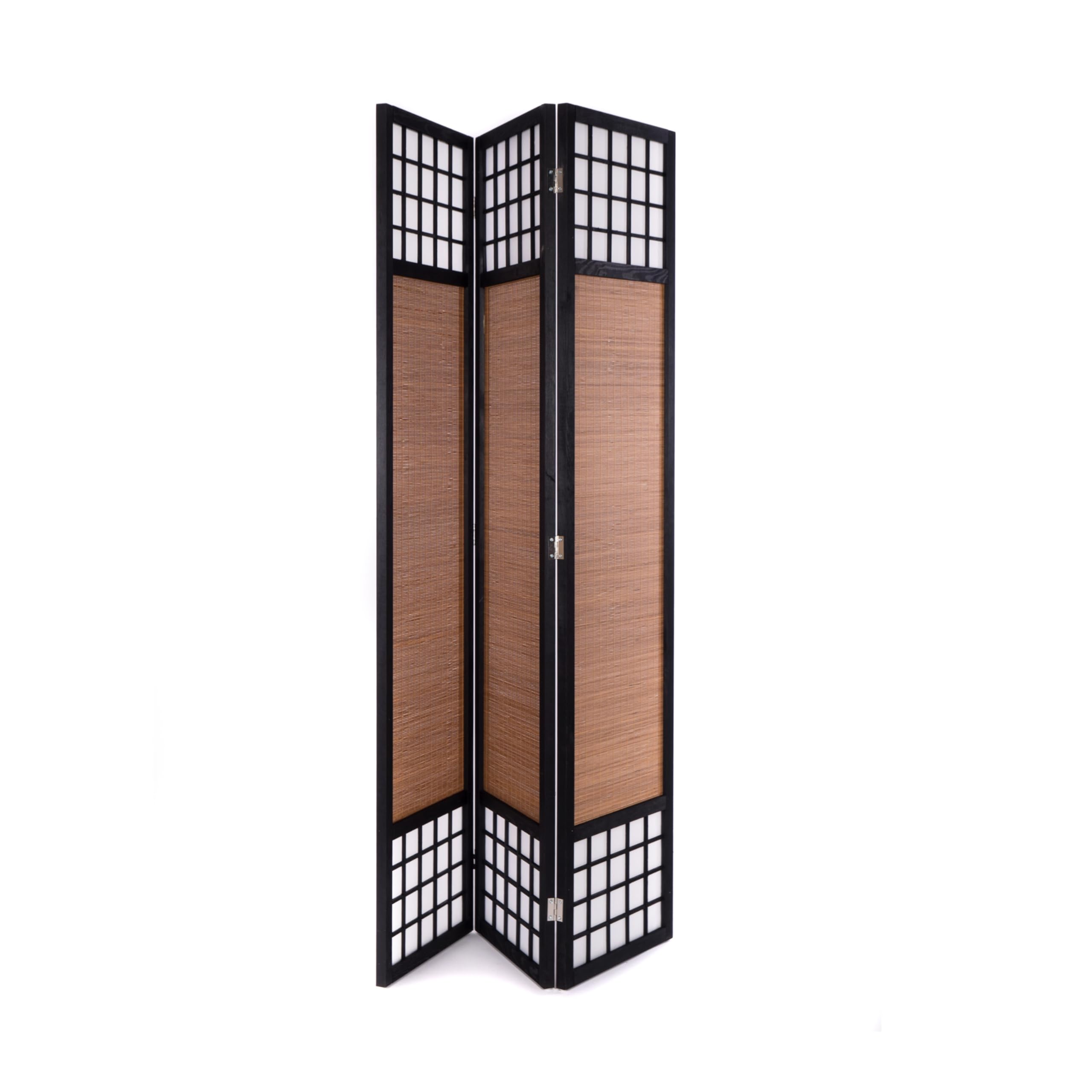 SÉPERATION DE PIÈCE Osaka | 3 pièces, 170x120 cm, Bambou, Papier de Riz, Noir | Paravent Shoji, cloison, Japonaise, séparateur Asiatique, Pliante de Dressing