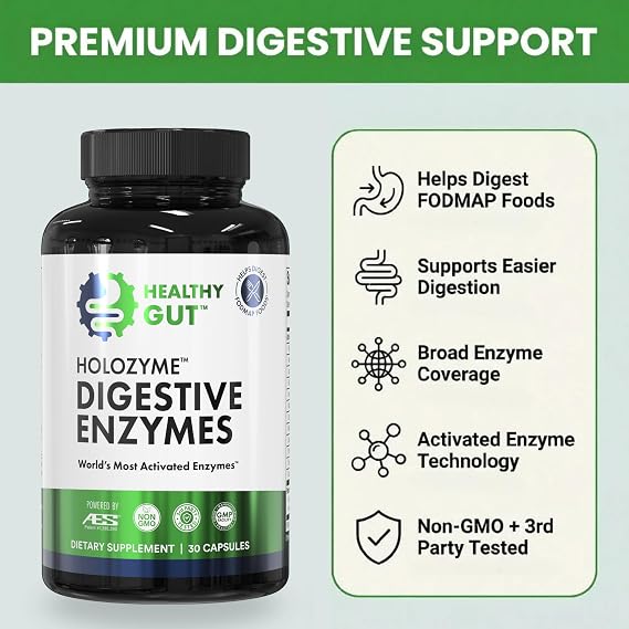 Healthy Gut HoloZyme | Max Strength Digestive Enzymes | 15 Servings