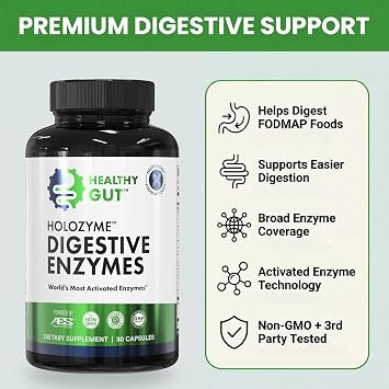 Healthy Gut HoloZyme | Max Strength Digestive Enzymes | 15 Servings