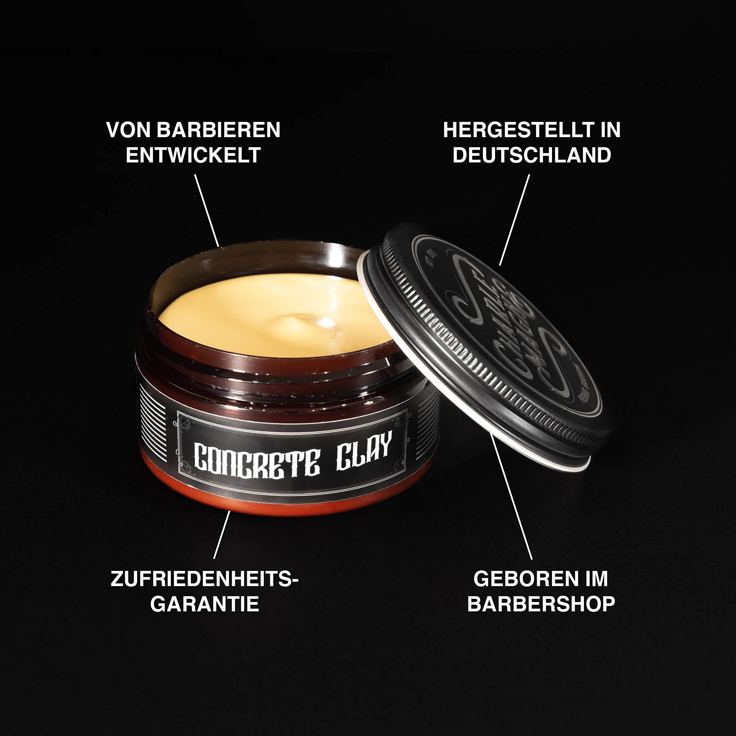 Charlemagne Concrete Clay Pomade - 100 ml, 1er Pack - Licht Halt Pomade Herren - Fettfreie Textur mit Haarclay - Mattes Finish Haarwachs - Made in Germany