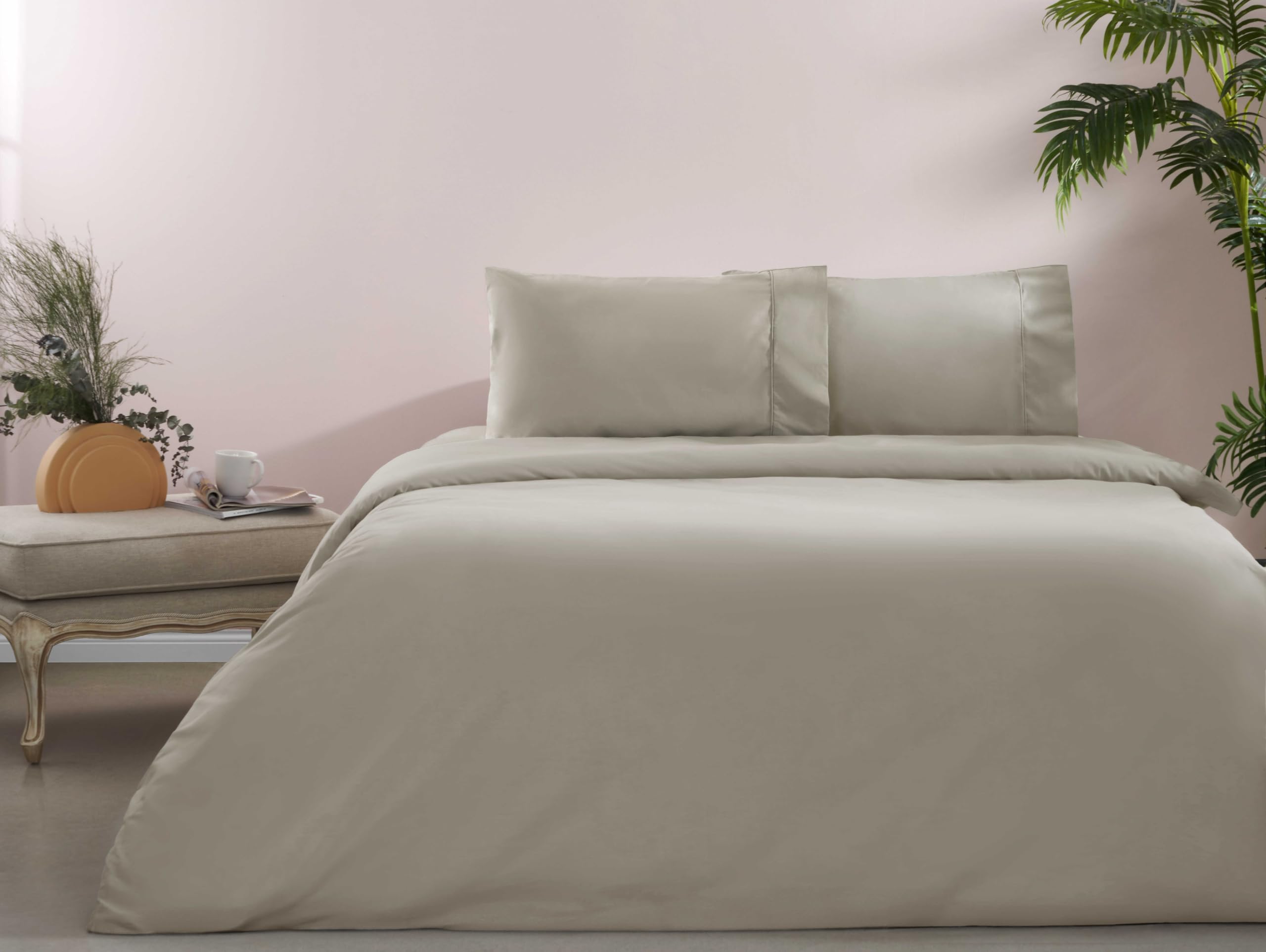 TAÇ Ranforce Basic Standart Pamuk Nevresim Takımı, Vizon, Queen Size