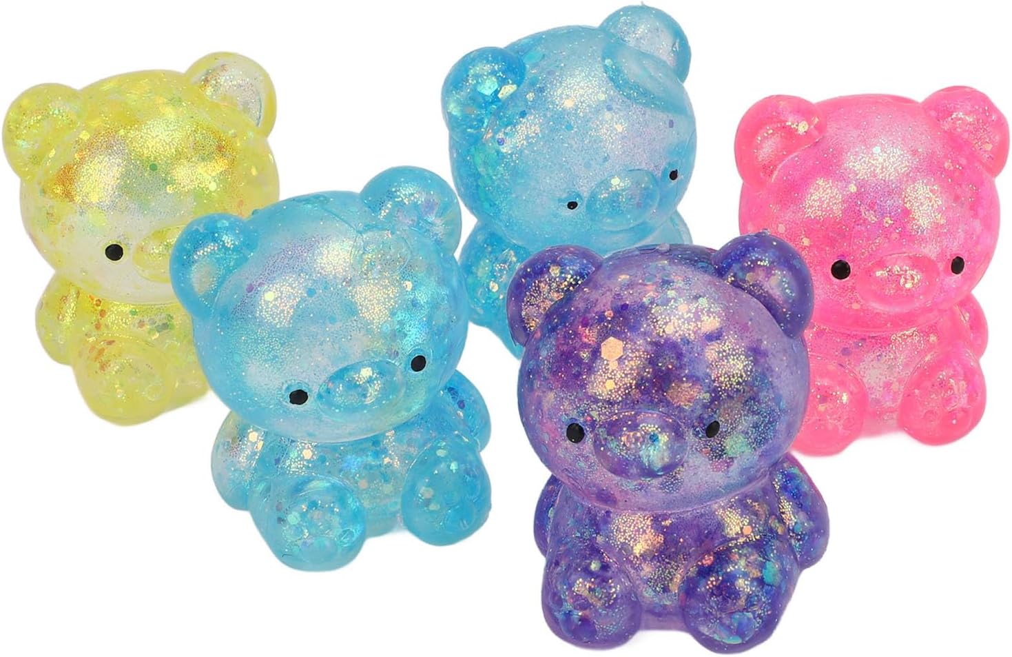 5Pcs Cute Bear Stress Ball, Gummy Bear Fidget Squeeze Ball Colorful Relax Stress Relief Ball for Birthday Gifts Party Favors, Classroom Prizes