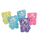 Zopsc Stress Balls 5 Pack, Gummy Bear Stress Relief Ball, Soft Flexible Squeeze Ball, Colorful Stress Relief Slow Rising Stretchy Dough Balls for Relax Fidget Tension and Stress