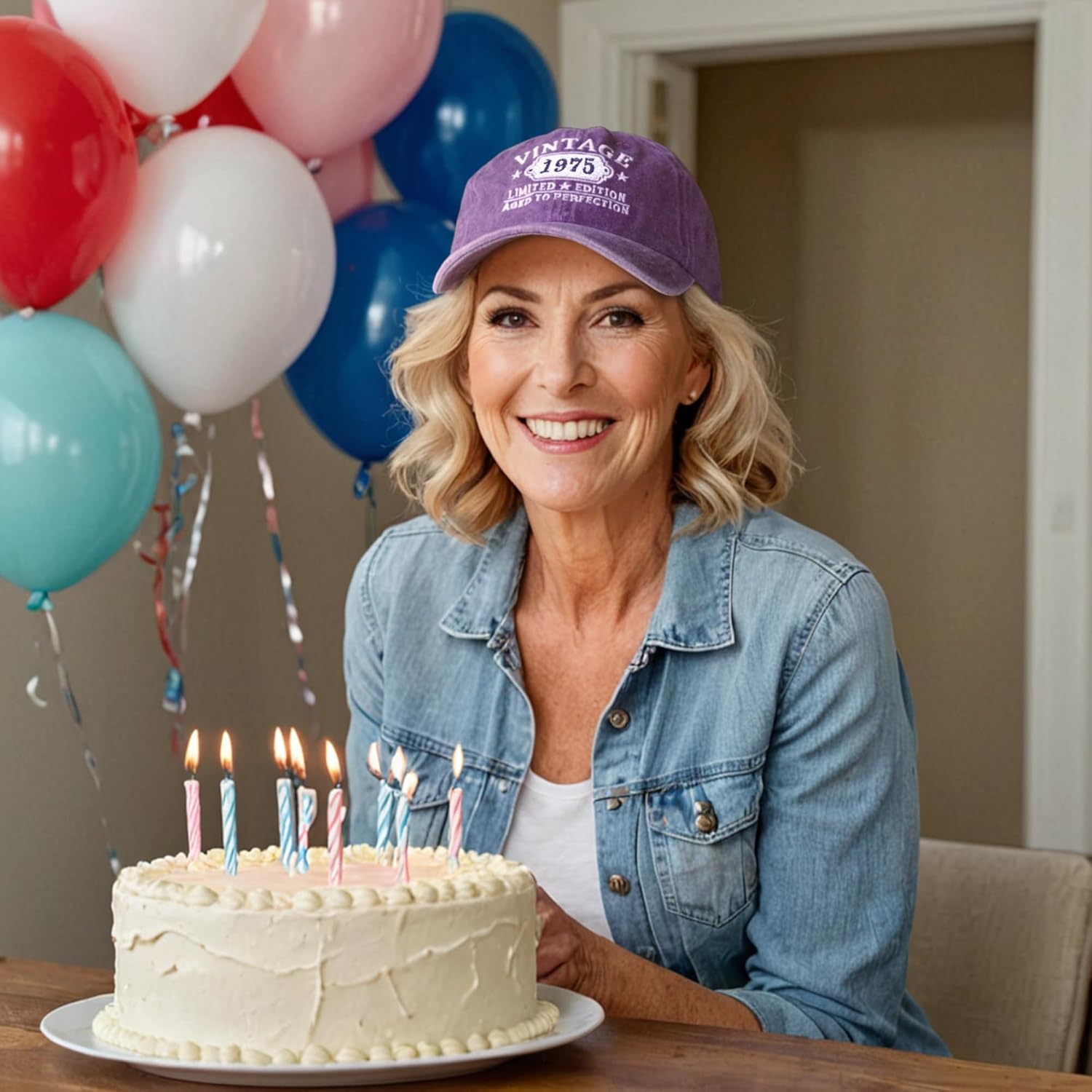 50th Birthday Gifts for Her Him Vintage 1975 Embroidered Black Baseball Cap Women Men - Image 6