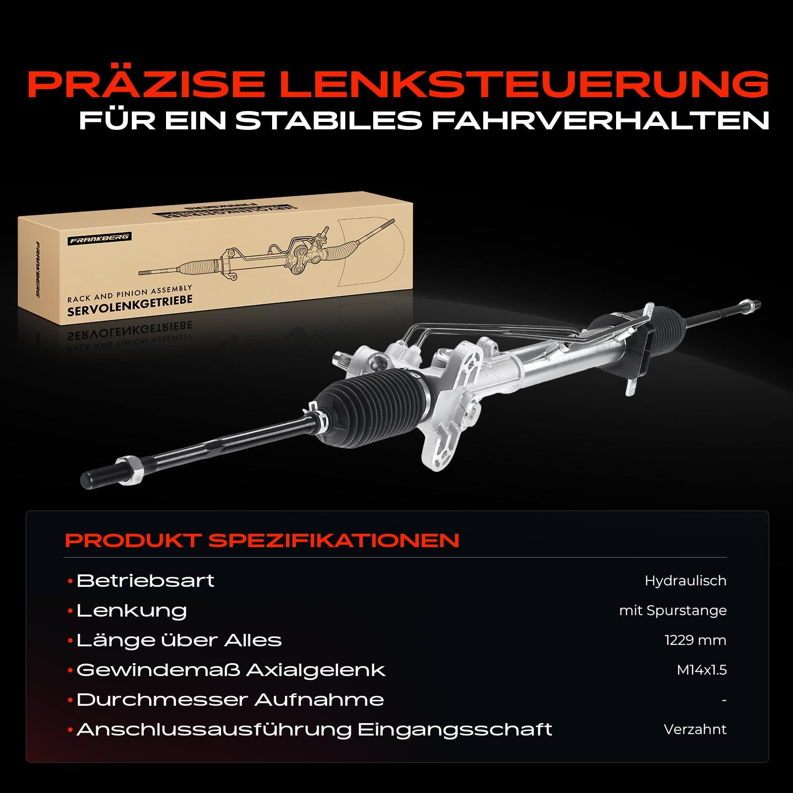 Frankberg Lenkgetriebe Servolenkgetriebe Hydraulisch für Linkslenker Kompatibel mit C.a.d.d.y II 9K9B 1.4L-1.9L 1995-2004 Golf III 1H1 1.4L-2.9L 1991-1997 Polo Classic V.e.n.t.o Replace# 1H1422055