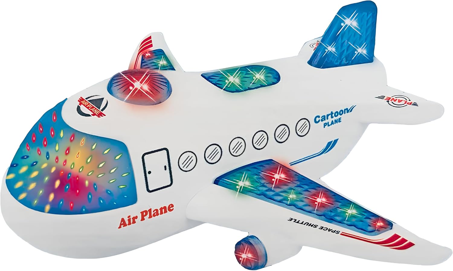 Generico Plane Toy with Lights Sounds and Movement Mystery Bump & Go Airplane Jumbo Jet Toy with Motion with Lights and Sounds Plane Large Bright Aircraft (B)