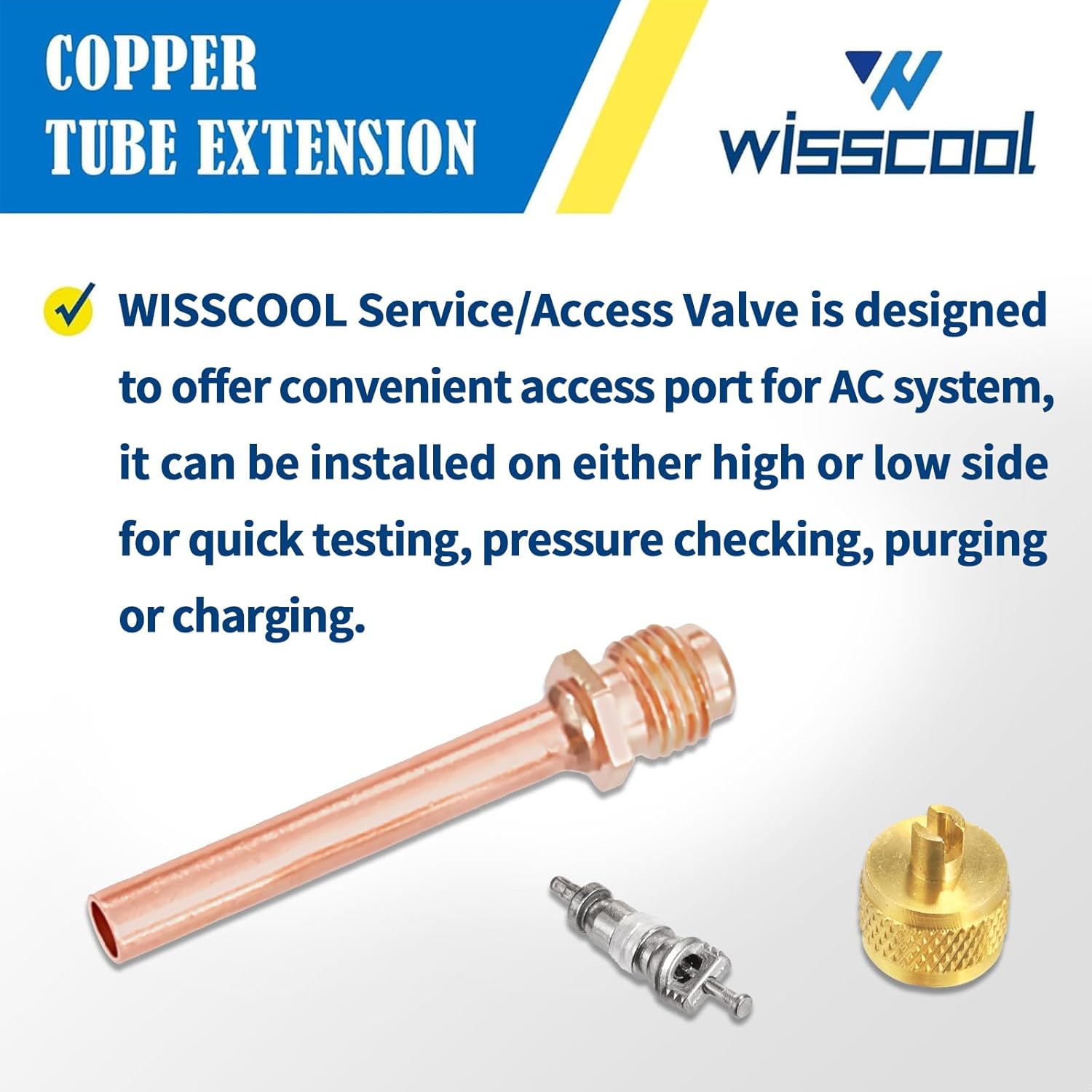 50PCS 1/4” HAVC AC Schrader Access Service Valve 1/4'' SAE x 1/4'' OD x 2.5'' Stem Core AC Refrigeration Kit for Vacuum System Refrigerator Charging (No Box)