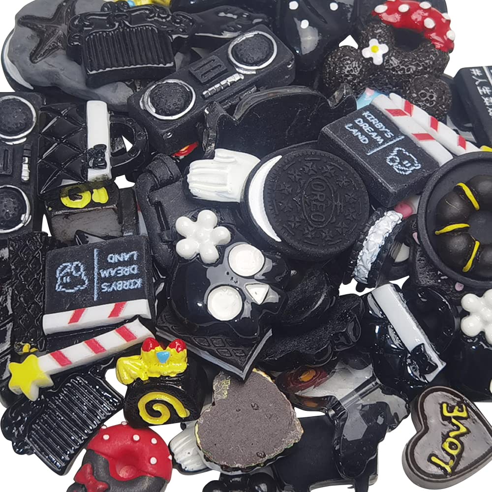 Chenkou Craft 50pcs Lots Mix Assort Easter DIY Flatbacks Resin Flat Back Button (Black)