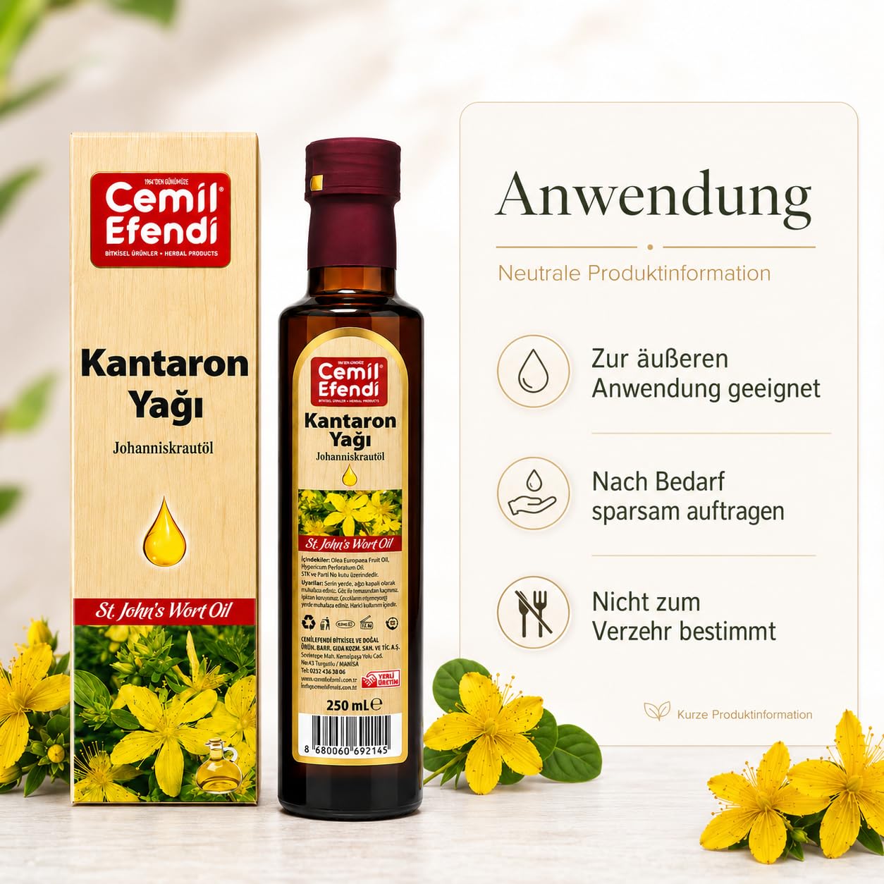 Johanniskrautöl, Mazerat in Olivenöl aus frischen Johanniskrautblüten