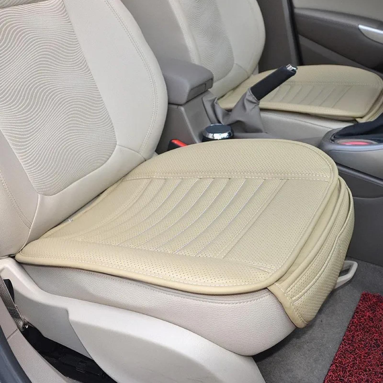 ADUYHCZ Car Seat Cushion, for VW Golf III Cabrio/Cabriolet (1E7) 1993-2025 2026 PU Leather Car Seat Cover Front Bottom, Breathable Car Seat Protector with Storage Pocket,Beige