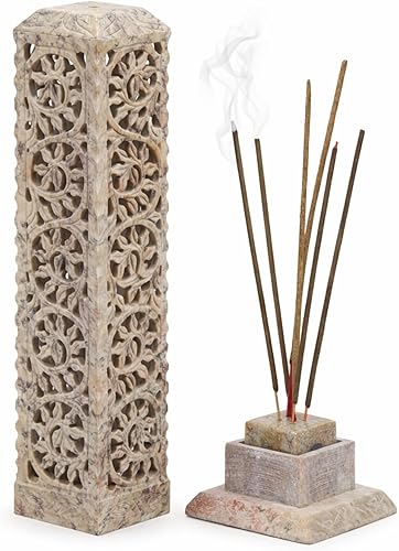 Carry Me Quemador de incienso de mármol hecho a mano, soporte para palitos de velas, soporte para velas de té, torre de incienso perfecta para