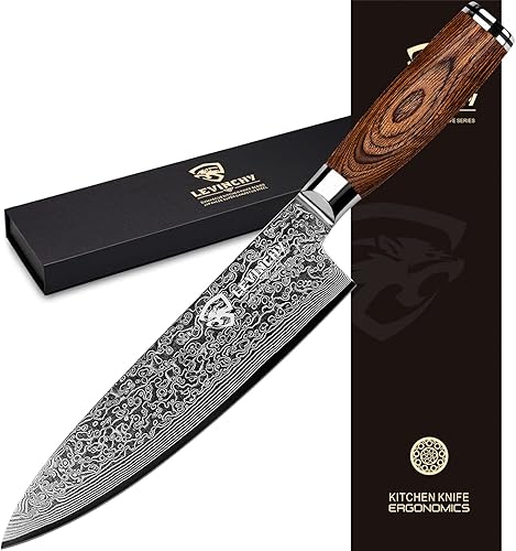 LEVINCHY Cuchillo de chef de Damasco de 8 pulgadas LEVINCHY Cuchillo de chef de Damasco de 8 pulgadas
