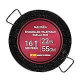 Machika Paellera esmaltada | Paellera | Sartén para recetas de paella y arroz | Perfecto para interiores y exteriores | Fácil limpieza | Revestimiento a prueba de óxido | 16 porciones | 22 pulgadas |